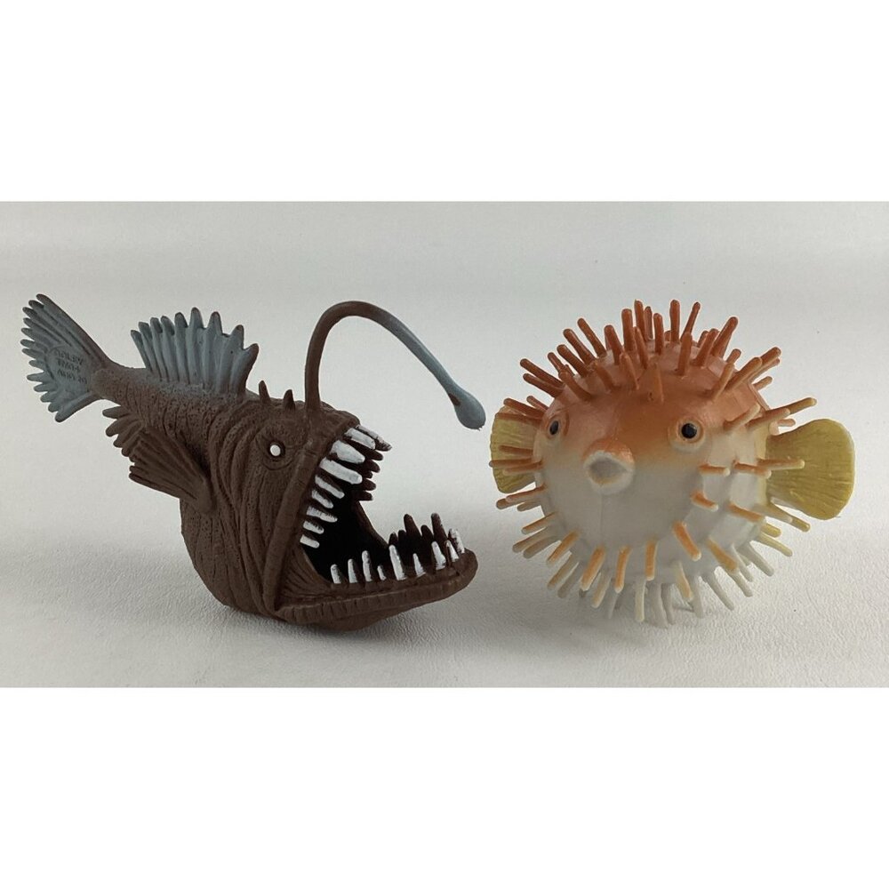 Boley Deep Sea Life Angler Fish Pufferfish PVC Figures Rubber Ocean Creature Lot